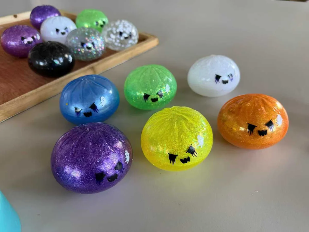 Colourful clear filled sensory squishy assortment